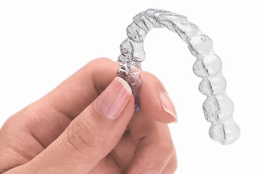 A clear Essix retainer