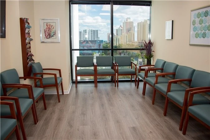 Our reception area, looking out toward the Aventura skyline